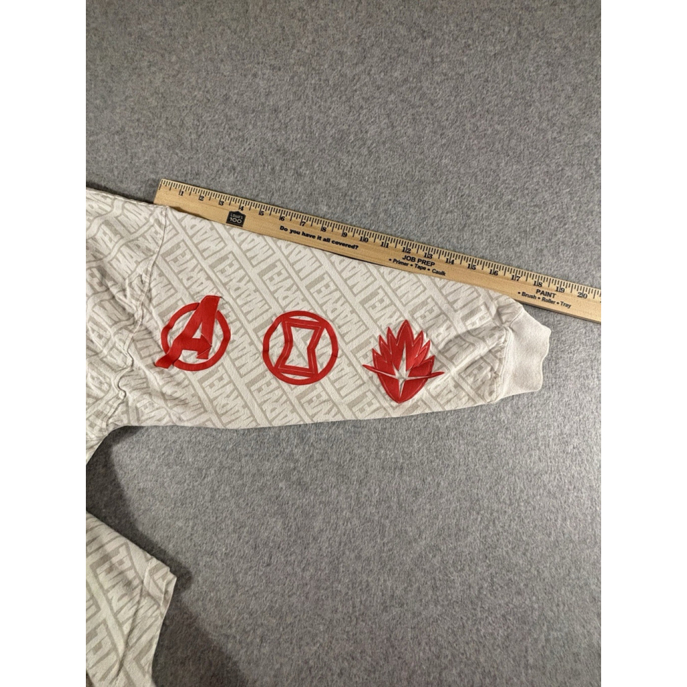 Marvel Spirit Jersey XL White All-Over Logo Long Sleeve Shirt Red Icons - Picture 12 of 13